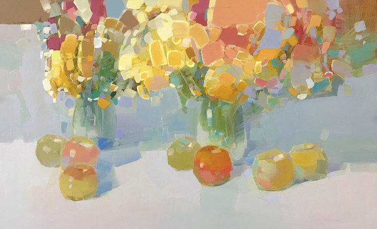 Vase of Yellow Flowers, Original oil Painting, Handmade artwork, One of a Kind